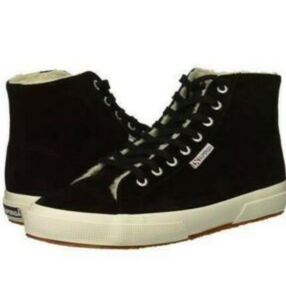 NWT Superga faux fur suede sneakers high top 10